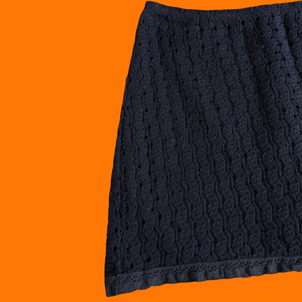 00's vintage black crochet knit boho downtown girl y2k mini skirt MEDIUM - Picture 2 of 8